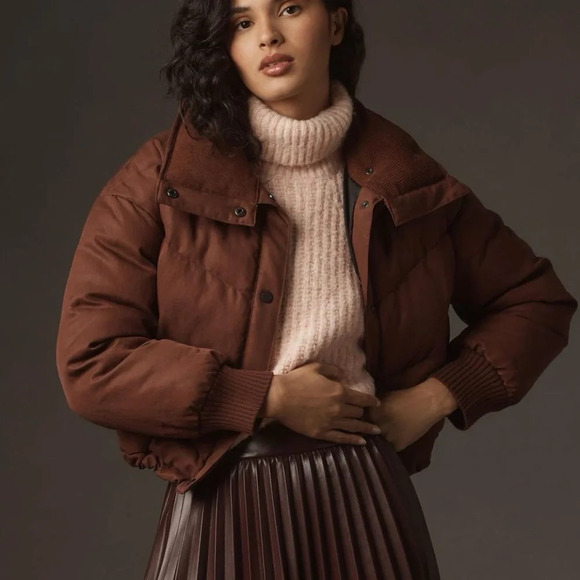 Anthropologie Pilcro Exaggerated Collar Cropped Puffer Jacket - Picture 1 of 6